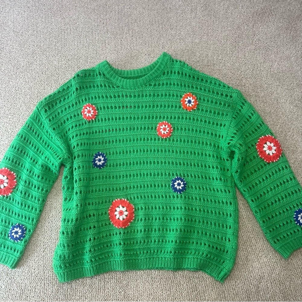ASOS Green Crochet Sweater